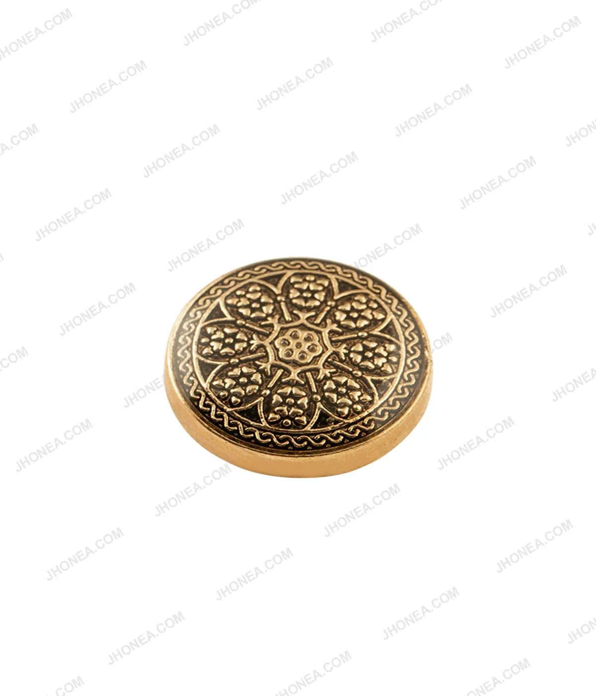 Antique Gold Floral Motif Design Lamination Metal Buttons