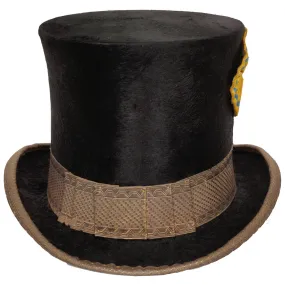 Antique Victorian Mens English Silk Plush Top Hat Luxembourg Size Small