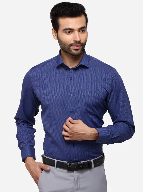 Ash Blue Printed Regular Fit Formal Shirt | Greenfibre