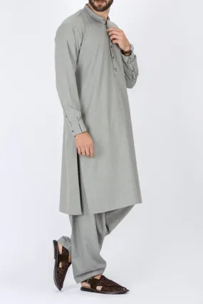 Ash Grey Blended Kameez Shalwar - AL-KS-2328