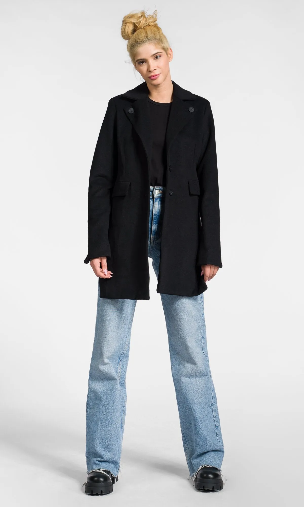 Asymmetric Coat with Ribbon Back