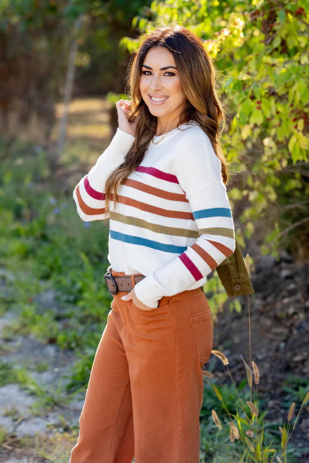 Autumn Hues Striped Sweater