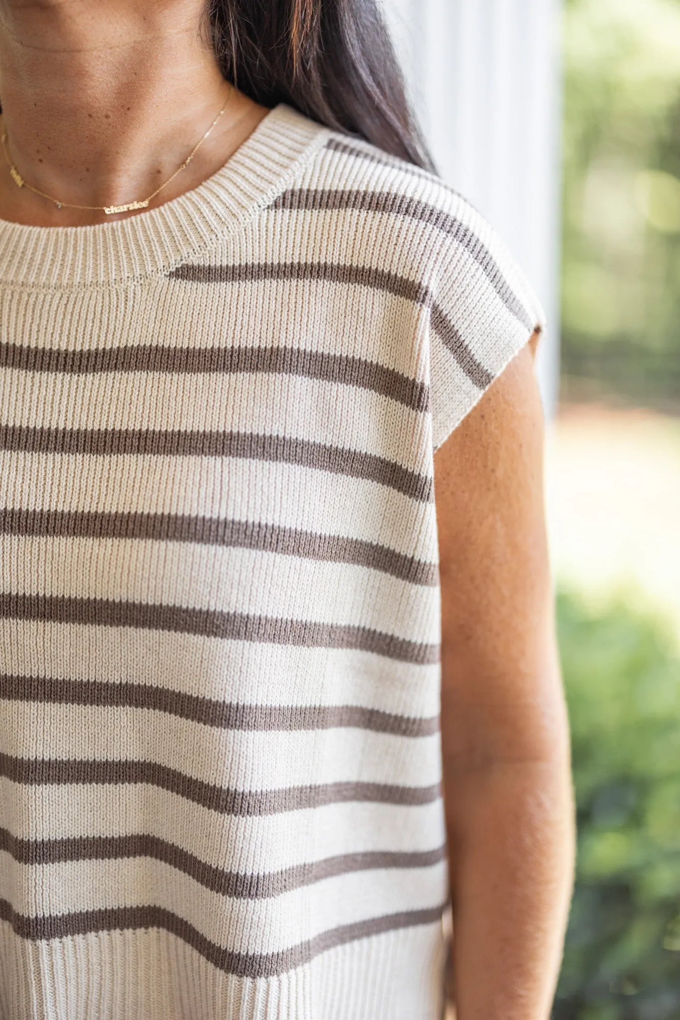 Autumn Stroll Oatmeal Striped Sweater