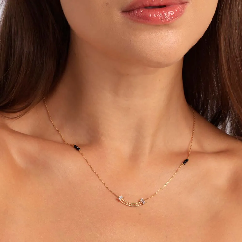 Baguette Stone Dainty Simle Bar Mangalsutra | 18k Gold Vermeil