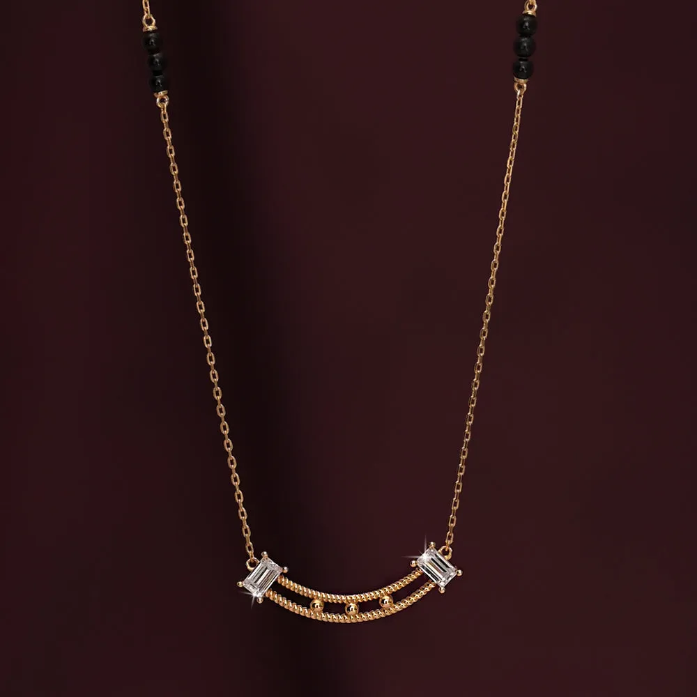 Baguette Stone Dainty Simle Bar Mangalsutra | 18k Gold Vermeil