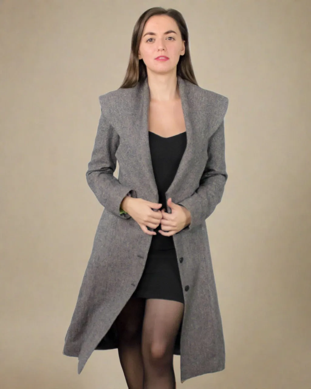 Baldo Grey Longline Fit and Flare Coat