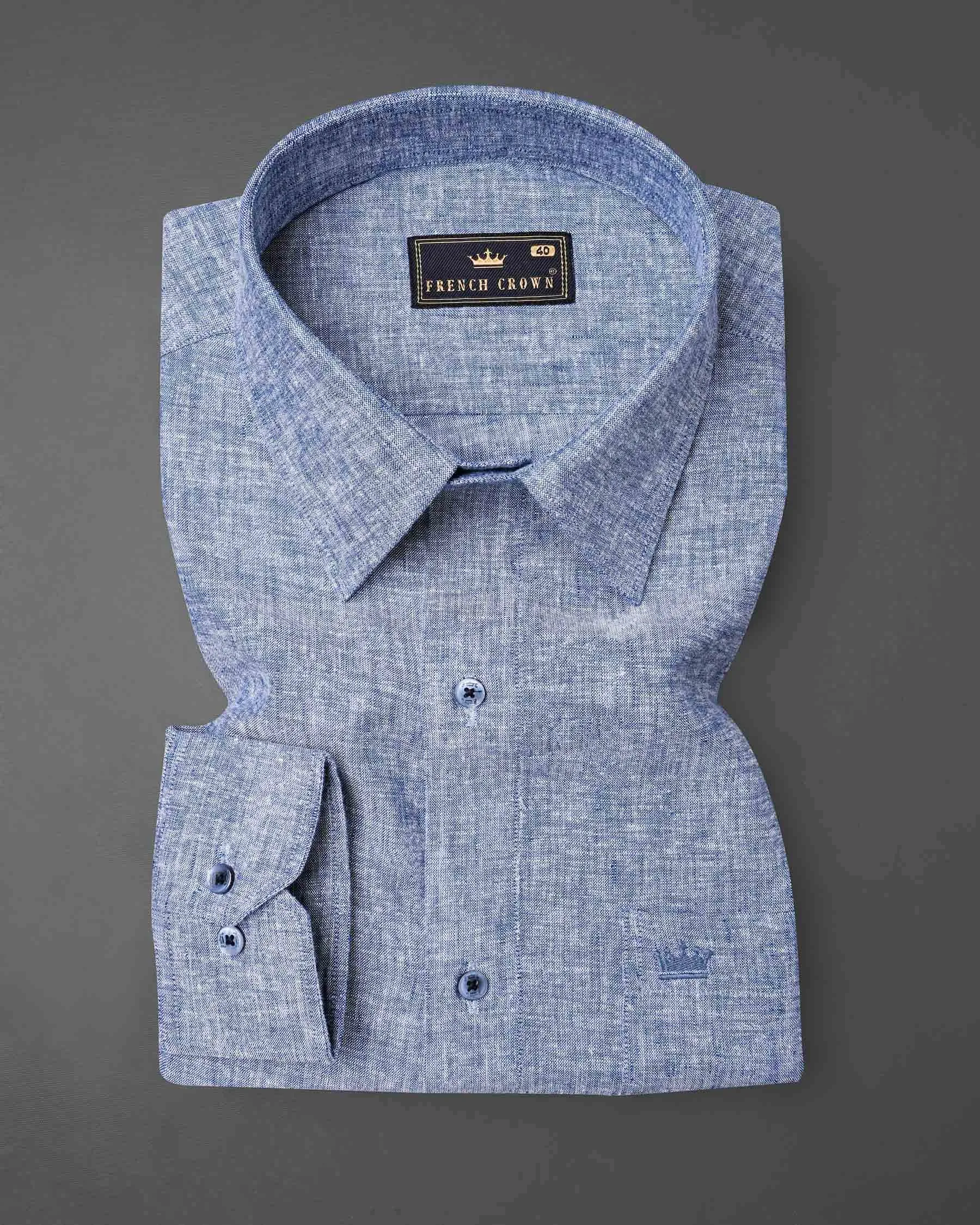 Bali Hai Blue Luxurious Linen Shirt