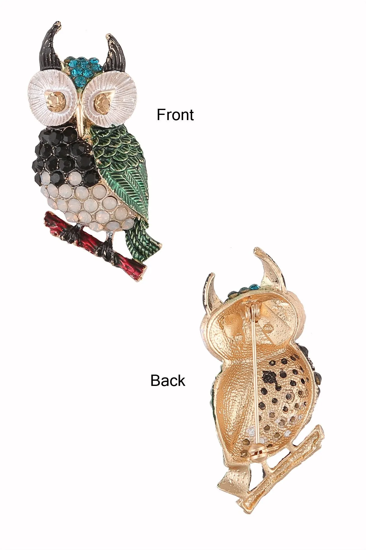 Beautiful Multicoloured Stones Encrusted Owl Pin Luxury Brooch