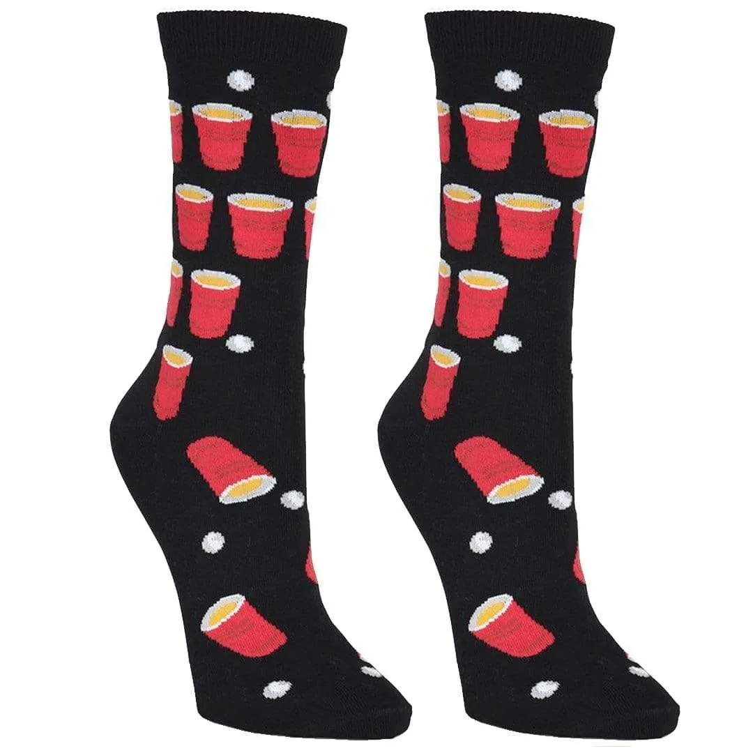 Beer Pong Socks Women's Crew Sock