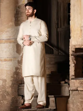 Beige Blended Kameez Shalwar - AL-KS-2505