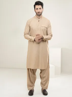 Beige Blended Kameez Shalwar - AL-KS-2935