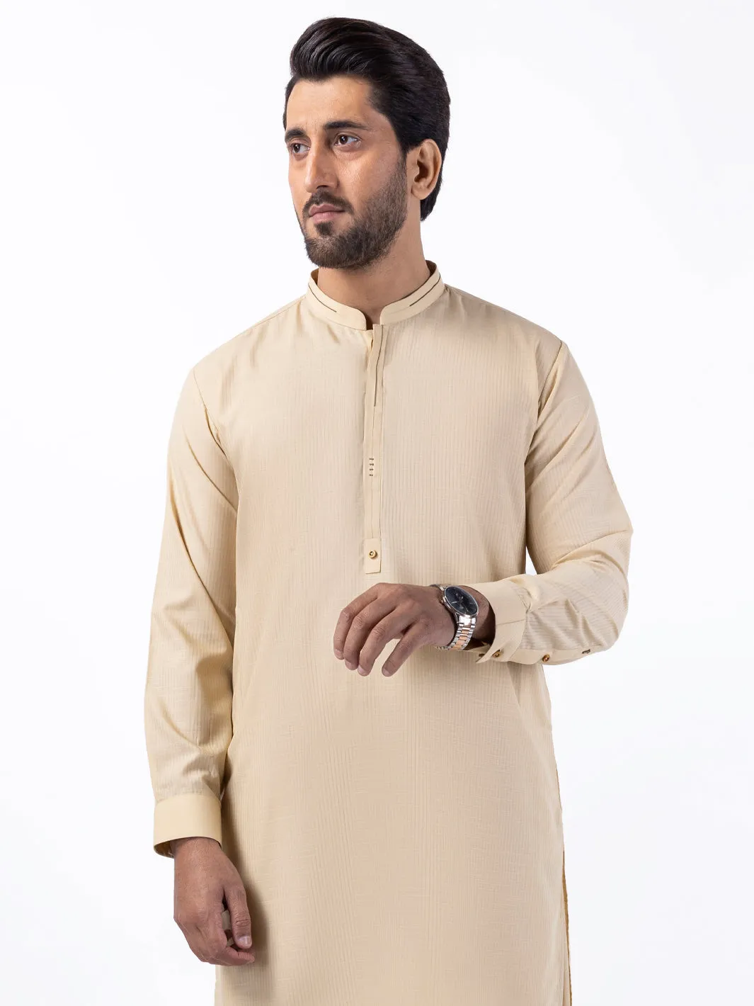 Beige Blended Kameez Shalwar - AL-KS-3064B