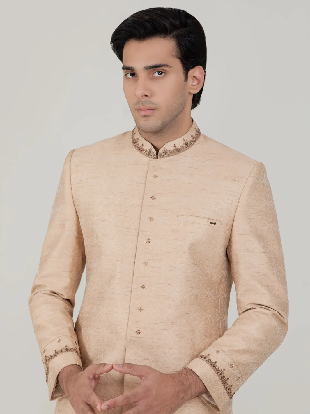 Beige Blended Sherwani - AL-SW-131