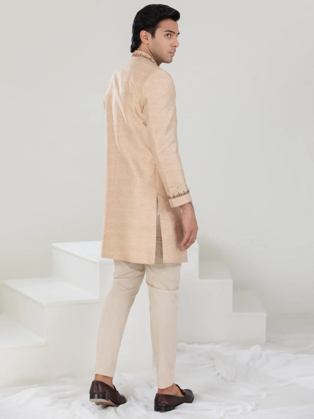 Beige Blended Sherwani - AL-SW-131