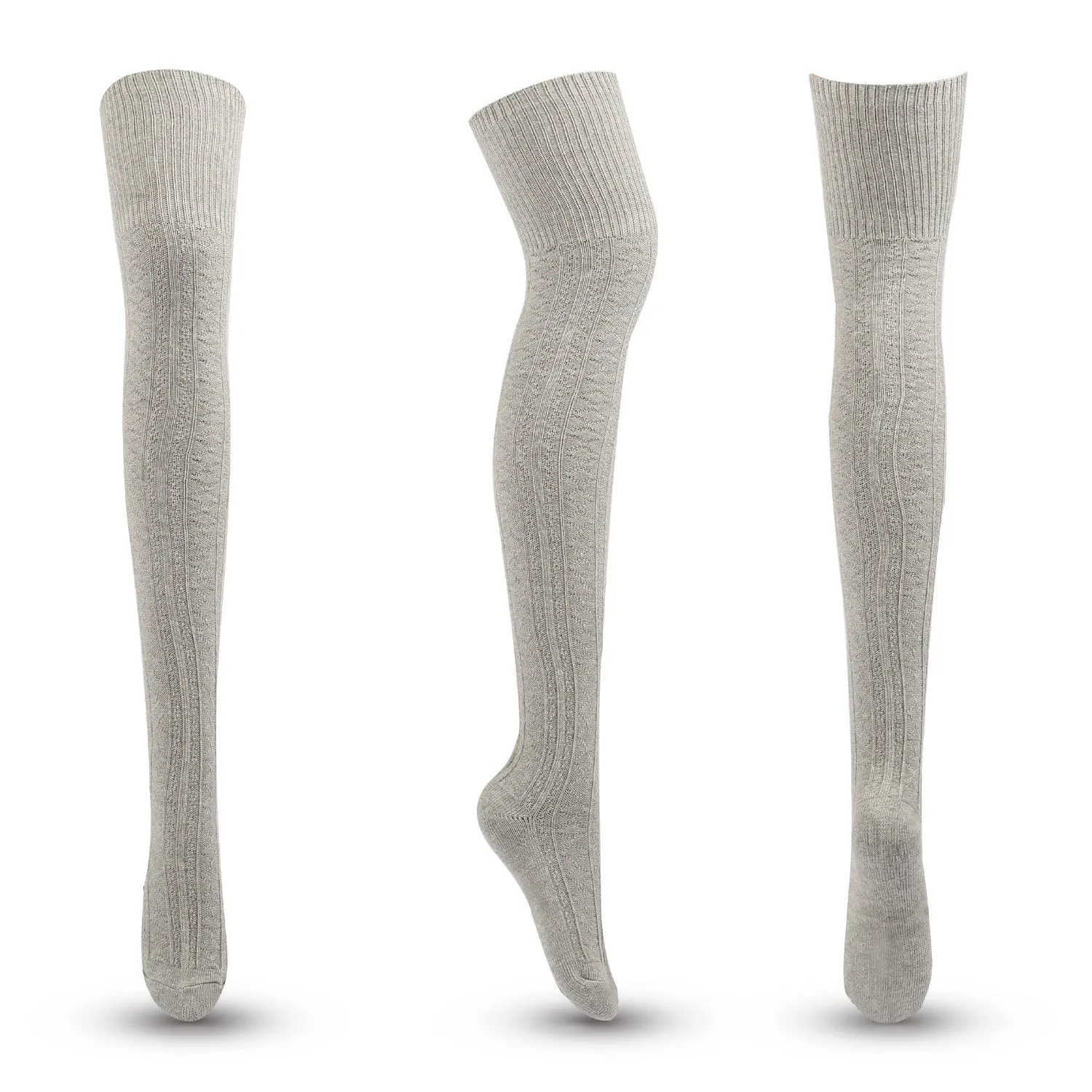 BerriesJam - Autumn/winter Striped Solid Color Cotton Knit Knee Socks