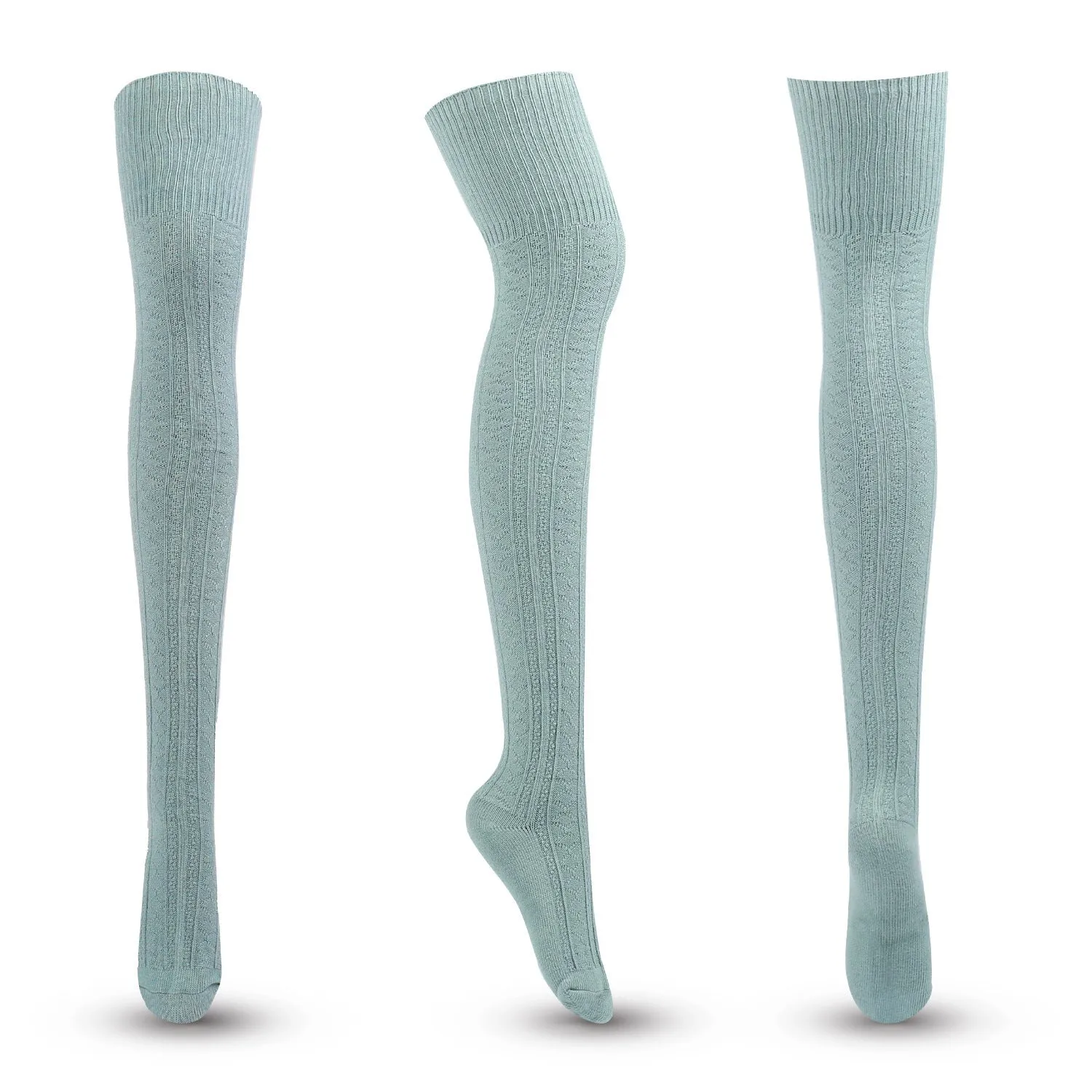 BerriesJam - Autumn/winter Striped Solid Color Cotton Knit Knee Socks