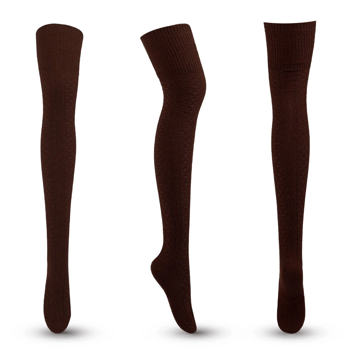 BerriesJam - Autumn/winter Striped Solid Color Cotton Knit Knee Socks