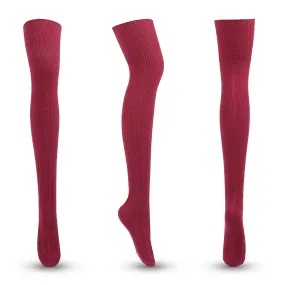 BerriesJam - Autumn/winter Striped Solid Color Cotton Knit Knee Socks