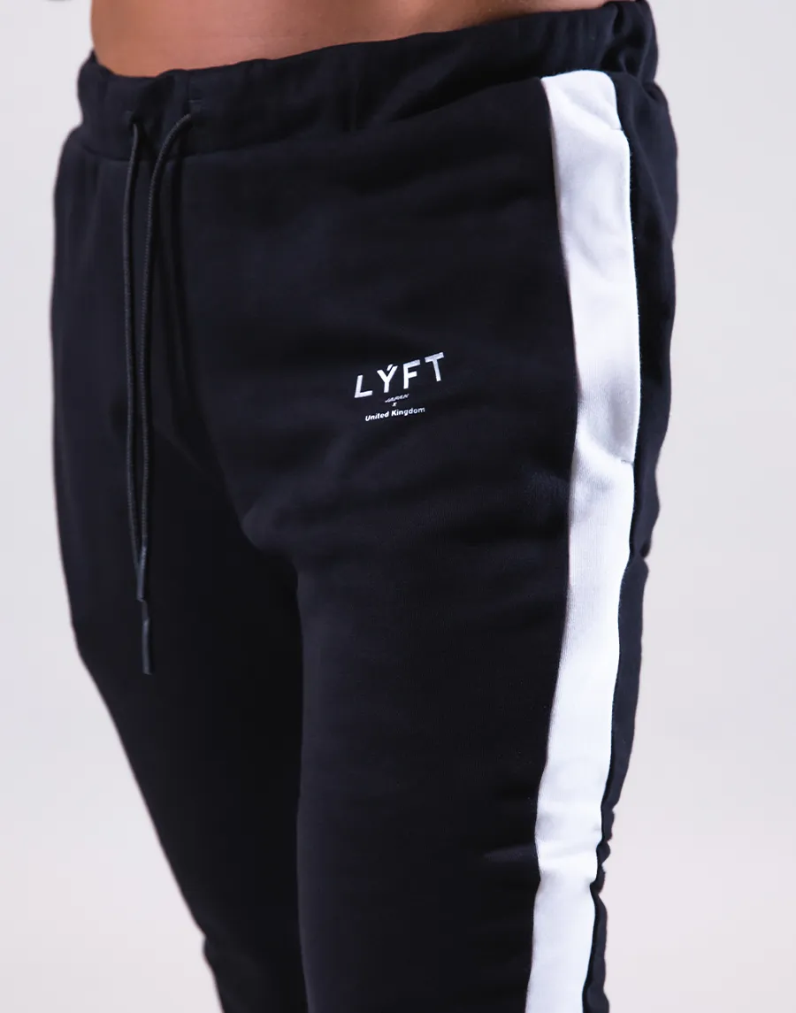 Bi-Color Line Sweat Pants - Black