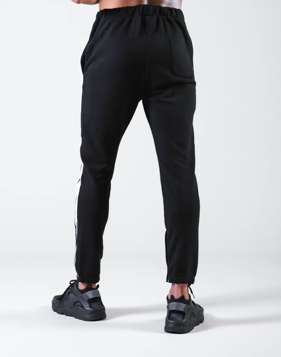 Bi-Color Line Sweat Pants - Black