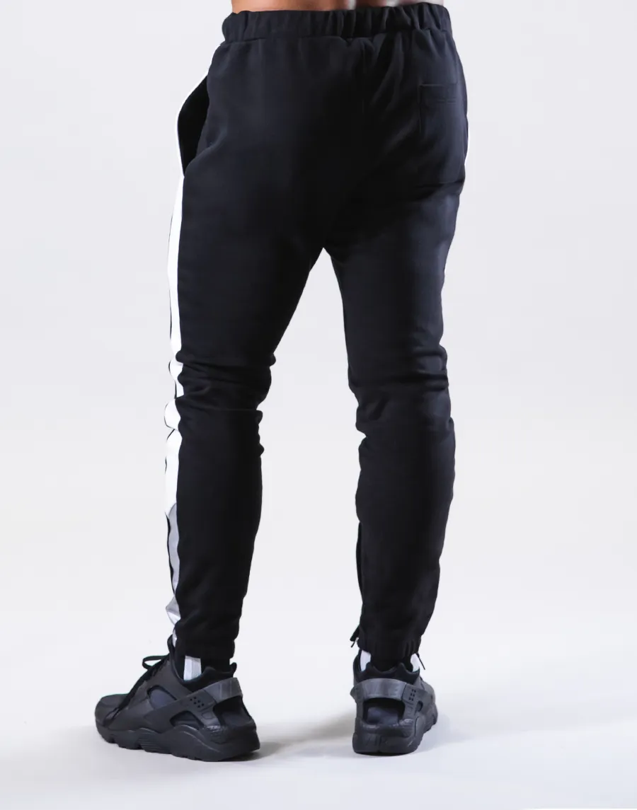 Bi-Color Line Sweat Pants - Black