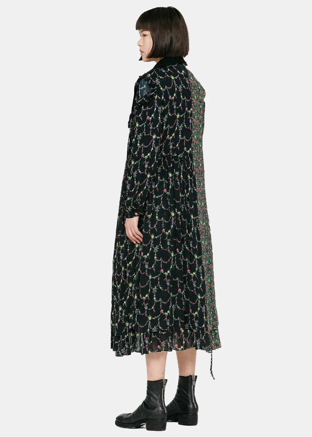 Black & Floral Reversible Dress Coat