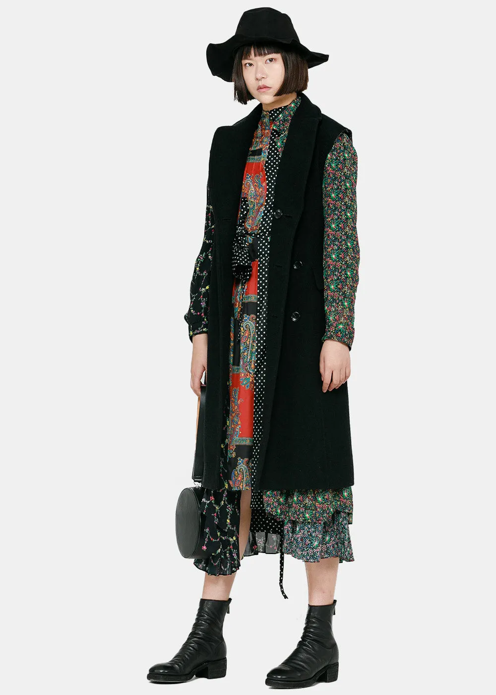 Black & Floral Reversible Dress Coat