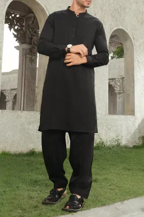 Black Blended Kameez Shalwar - AL-KS-2435