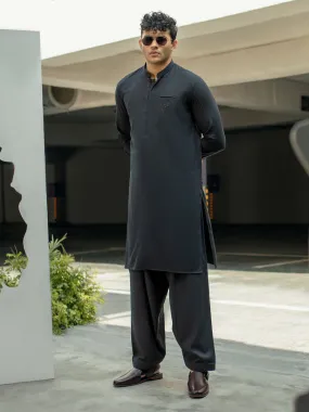 Black Blended Kameez Shalwar - AL-KS-2957