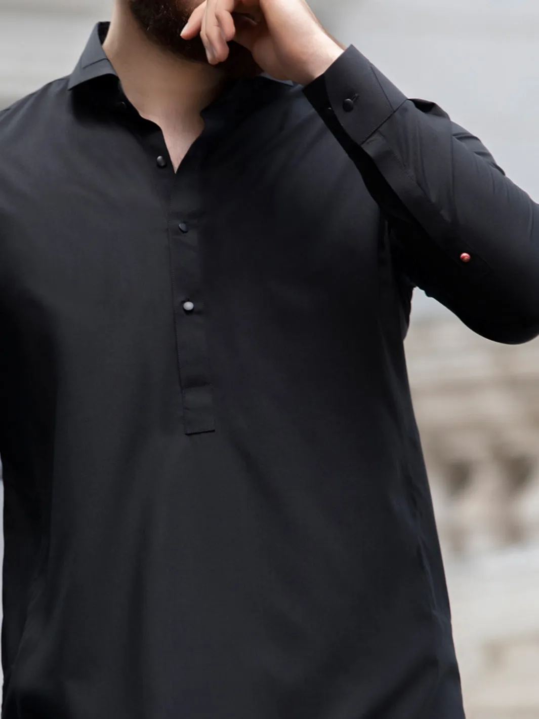 Black Blended Kameez Shalwar - ALWA-KS-145