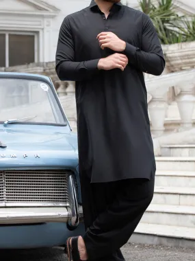 Black Blended Kameez Shalwar - ALWA-KS-145