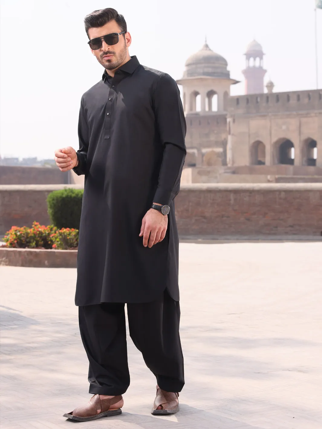 Black Blended Kameez Shalwar - ALWA-KS-231