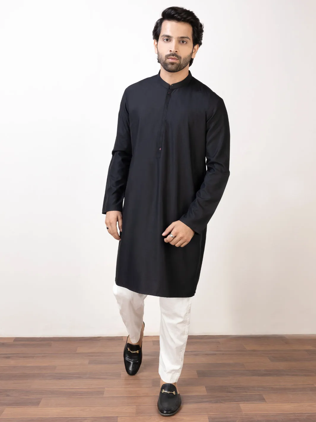 Black Blended Kurta - AL-K-1119