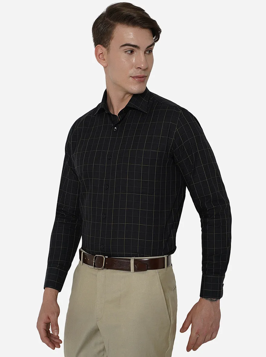 Black Checked Slim Fit Formal Shirt | Metal