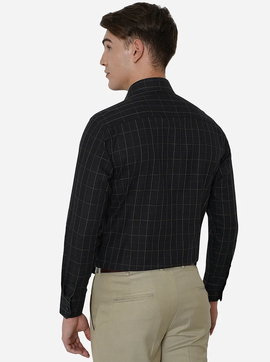 Black Checked Slim Fit Formal Shirt | Metal