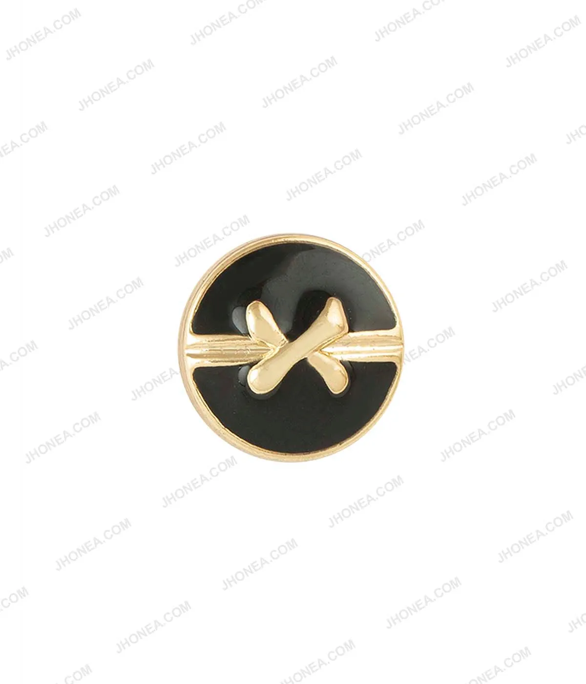 Black Enamel Shiny Bow Design Surface Buttons for Shirts