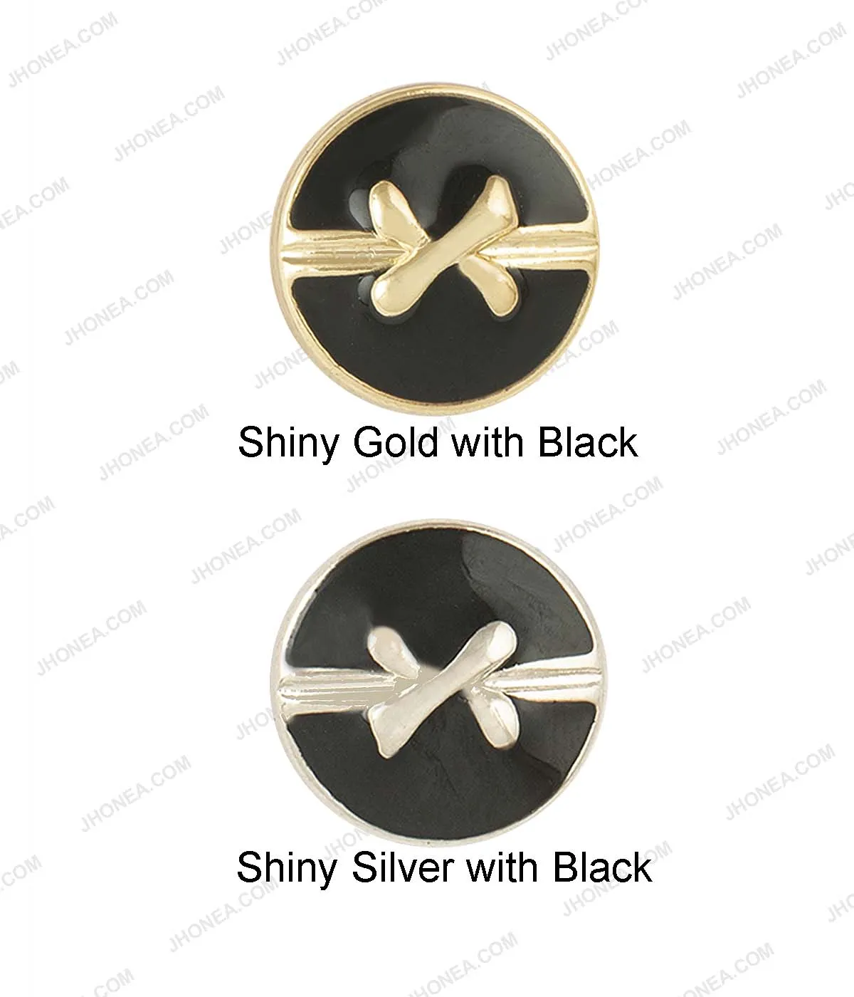 Black Enamel Shiny Bow Design Surface Buttons for Shirts