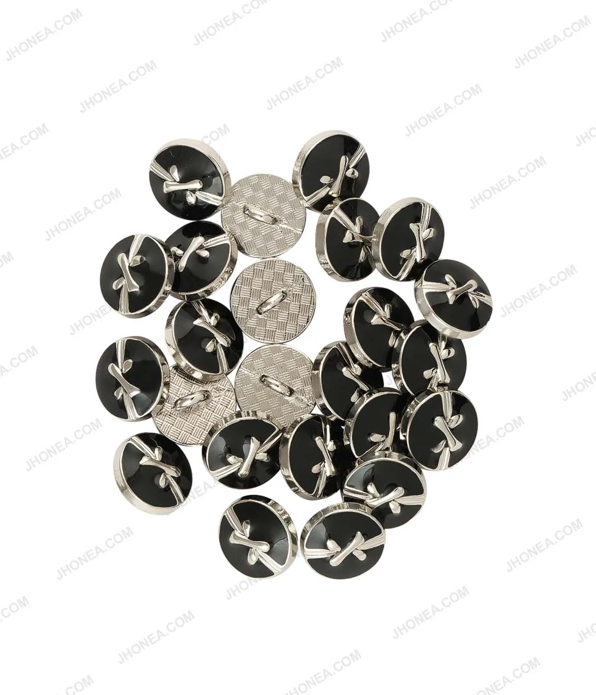 Black Enamel Shiny Bow Design Surface Buttons for Shirts