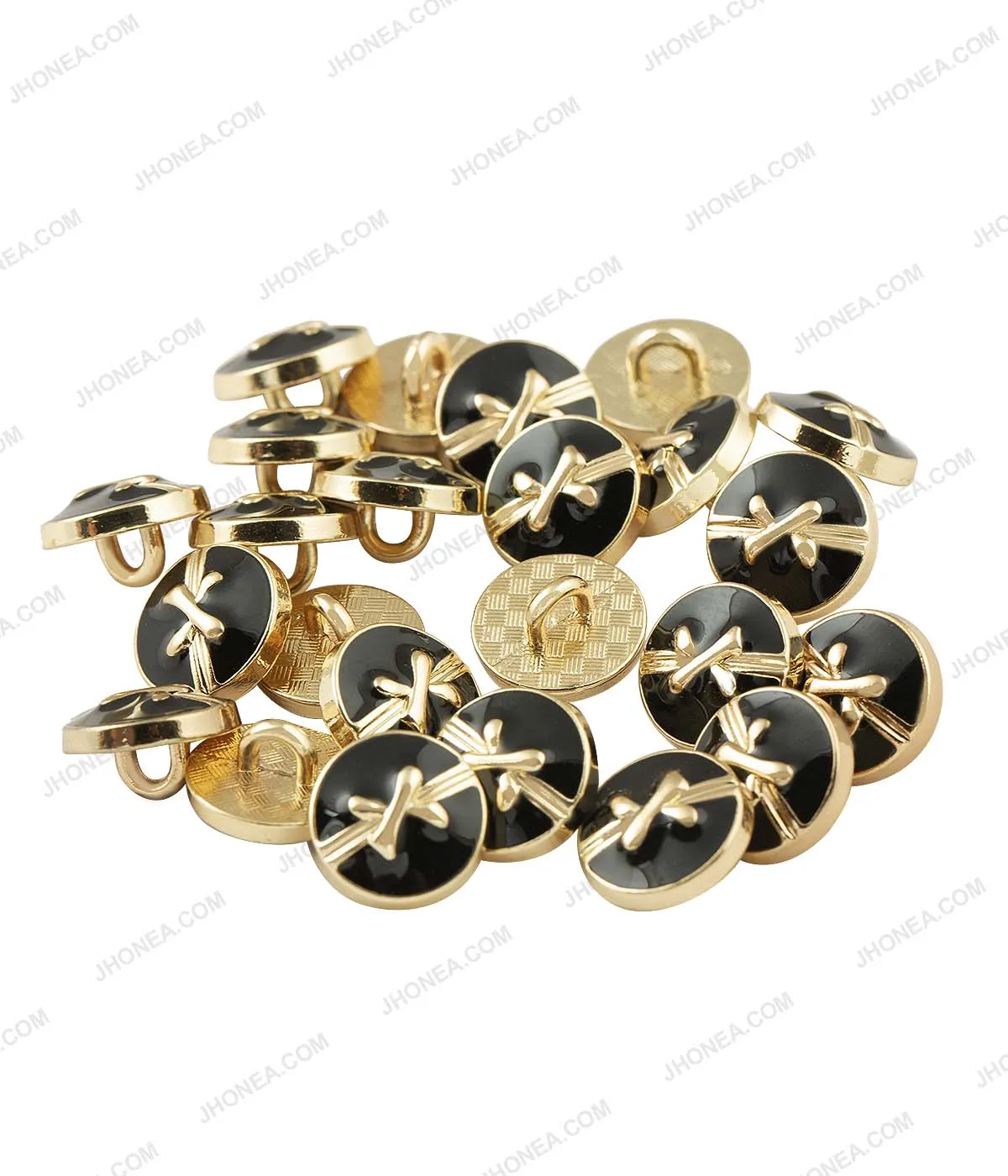 Black Enamel Shiny Bow Design Surface Buttons for Shirts