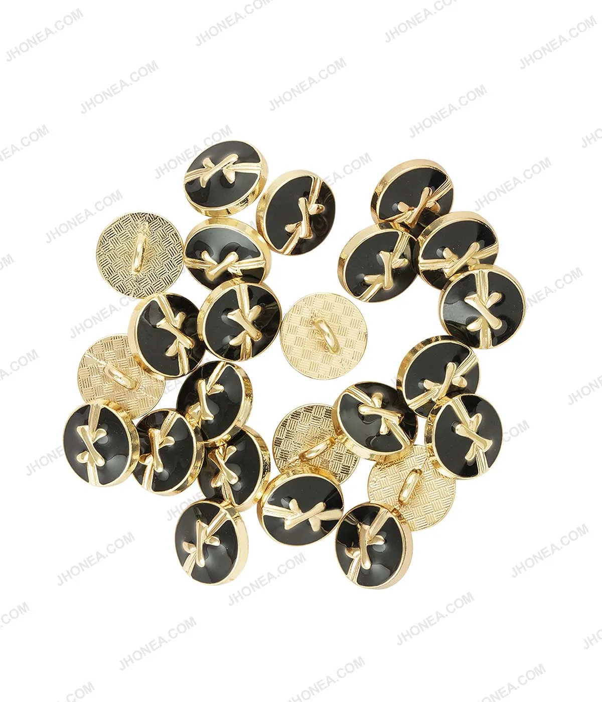 Black Enamel Shiny Bow Design Surface Buttons for Shirts