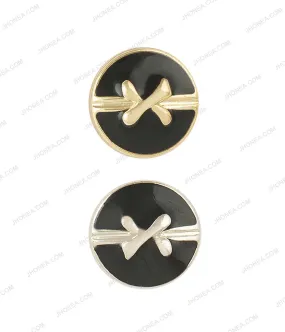 Black Enamel Shiny Bow Design Surface Buttons for Shirts