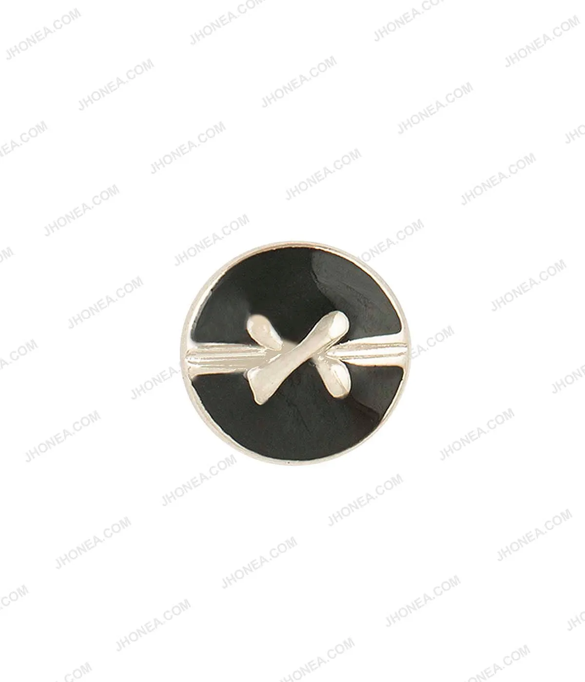 Black Enamel Shiny Bow Design Surface Buttons for Shirts