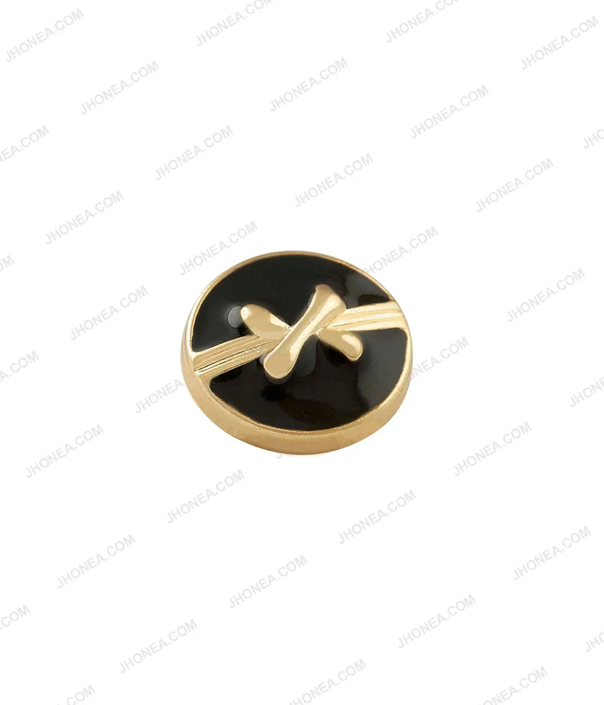 Black Enamel Shiny Bow Design Surface Buttons for Shirts