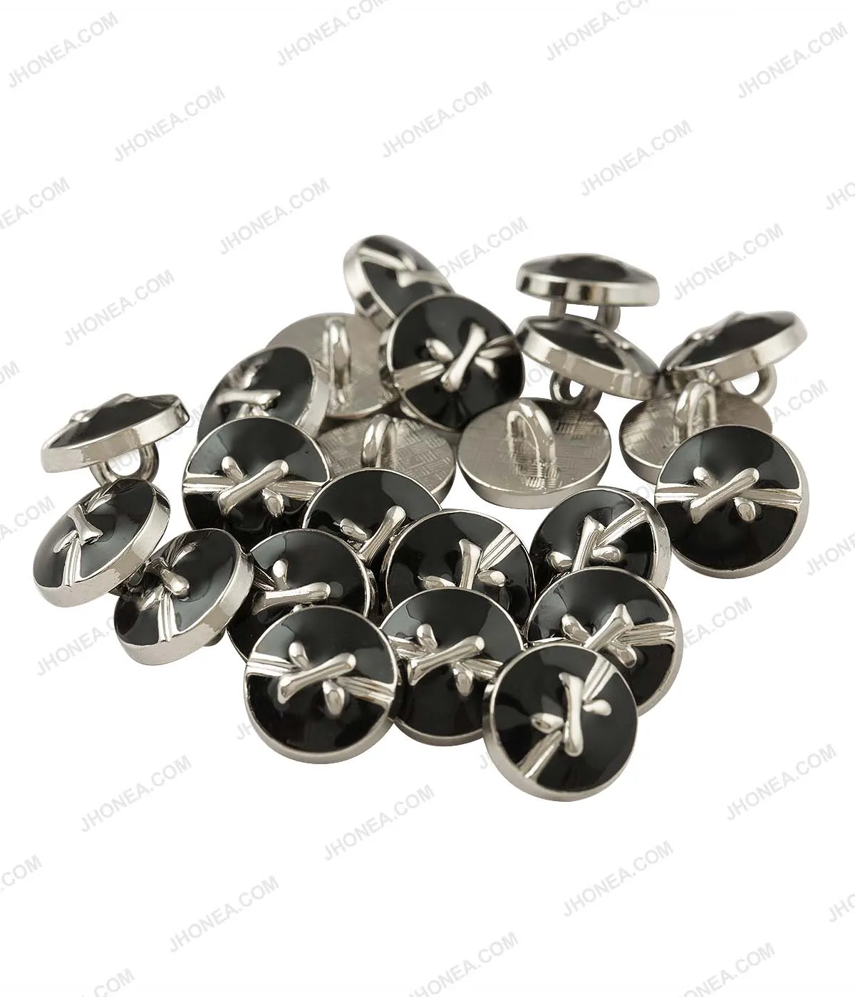 Black Enamel Shiny Bow Design Surface Buttons for Shirts