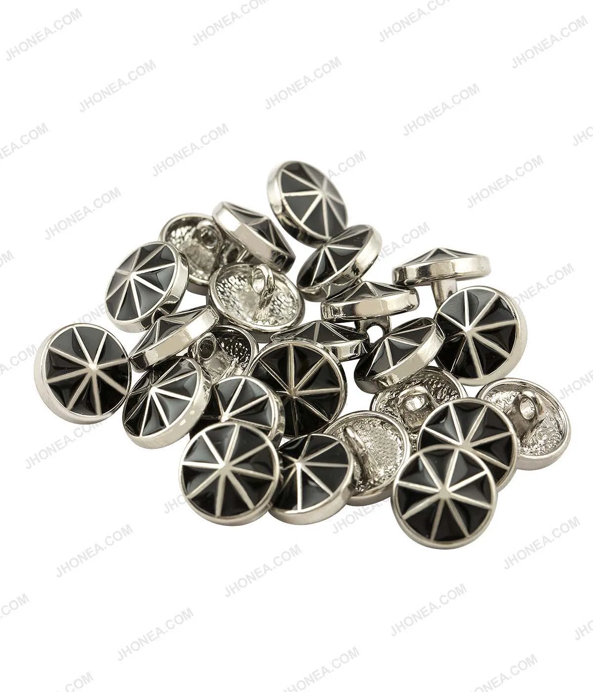 Black Enamel Shiny Wheel Design Surface Shirt Buttons