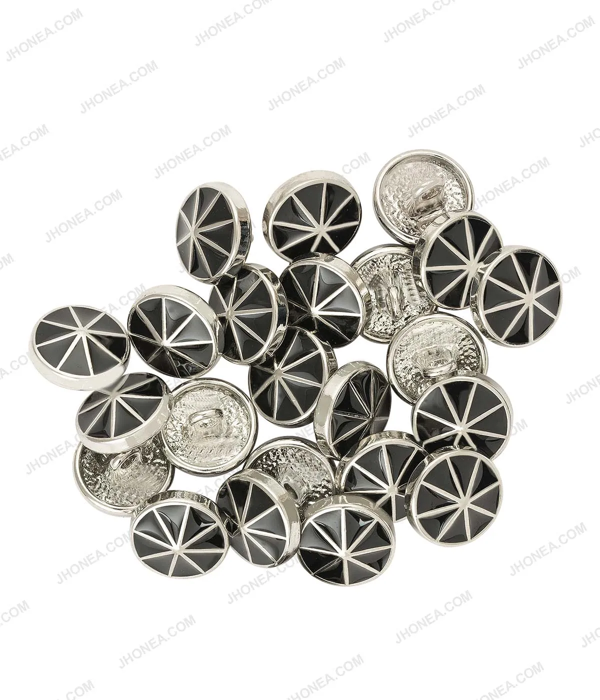 Black Enamel Shiny Wheel Design Surface Shirt Buttons