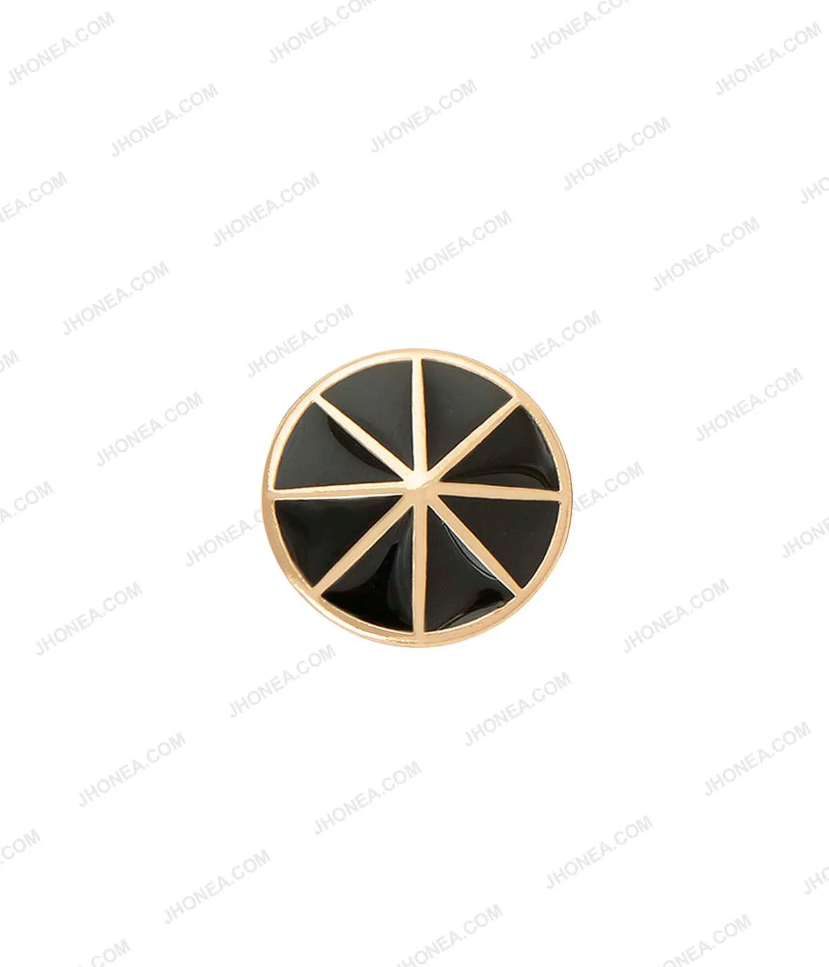 Black Enamel Shiny Wheel Design Surface Shirt Buttons