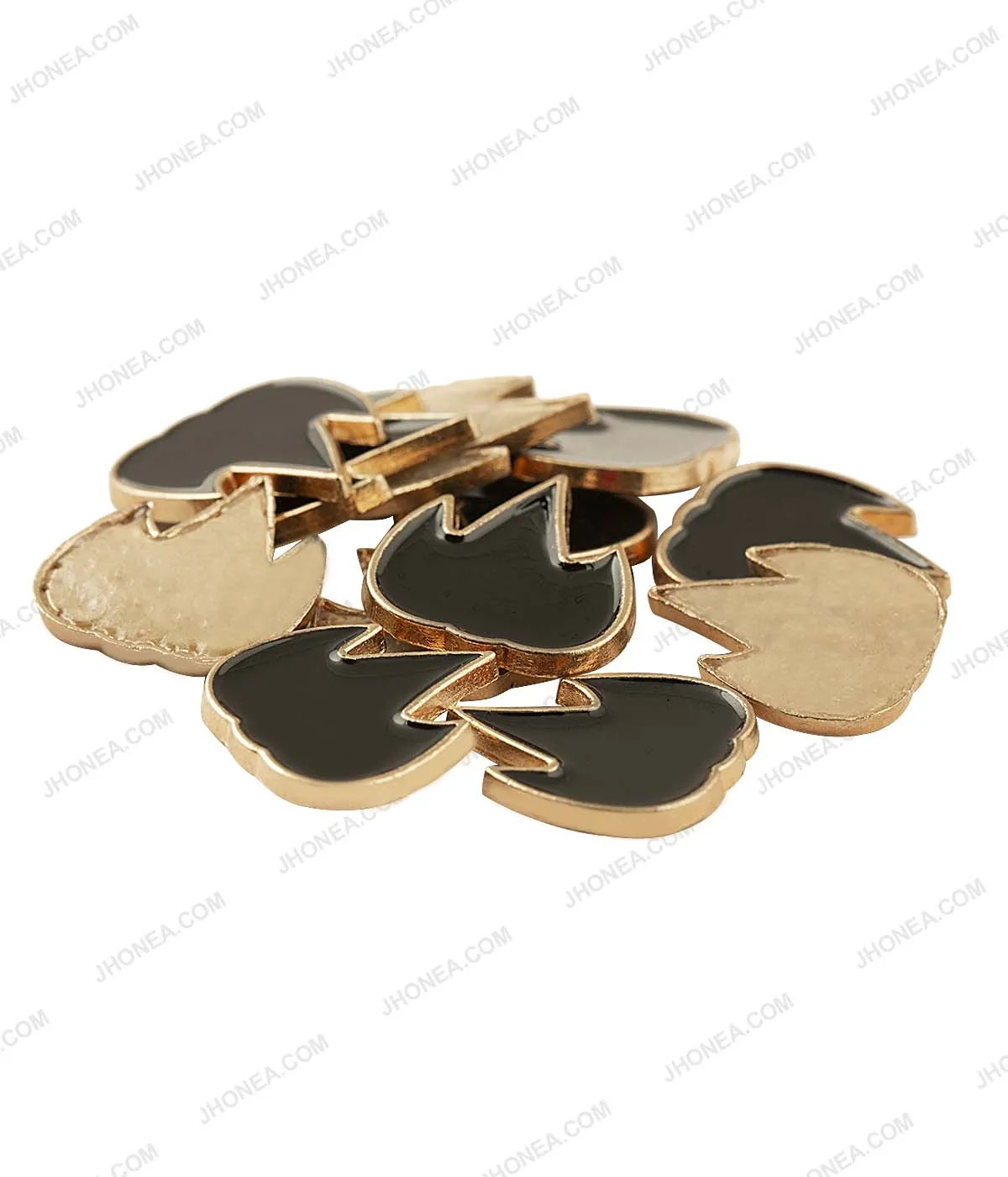 Black Enamel with Gold Decorative Hotfix for Pants