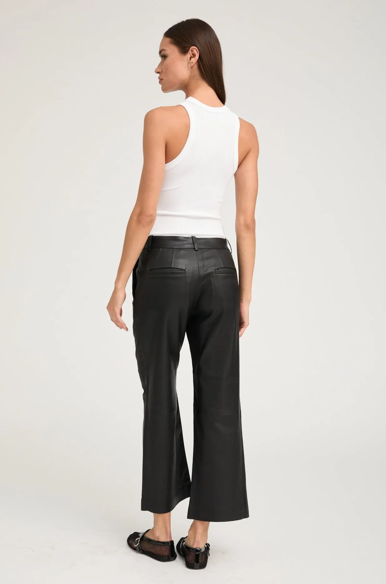 Black Leather Cropped Trousers