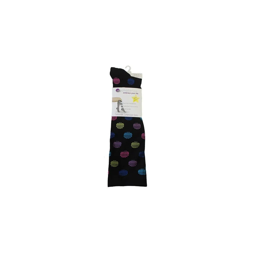 Black Polka Dot Compression Socks Knee High Sock